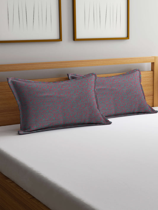 Arrabi Purple Leaf Handwoven Cotton Set of 2 Pillow Covers (70 x 45 cm)