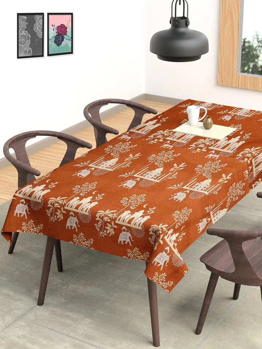 Arrabi Brown Indian Cotton Blend 6 SEATER Table Cover (180 x 130 cm)