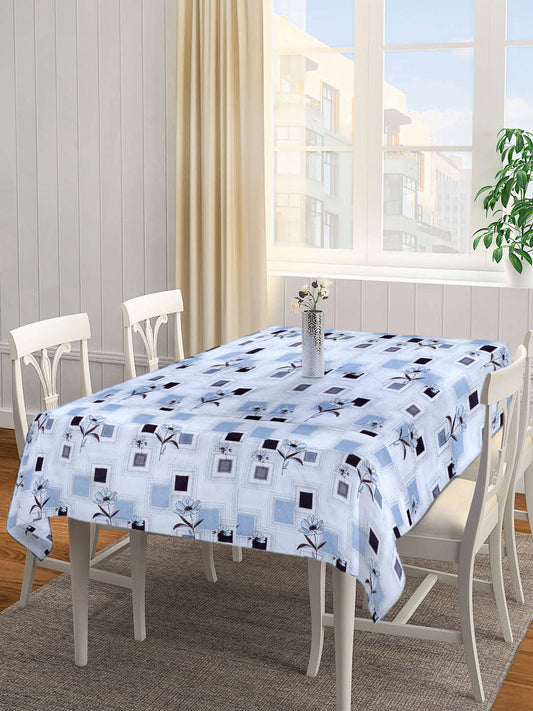 Arrabi White Floral Cotton Blend 8 SEATER Table Cover (215 X 150 cm)