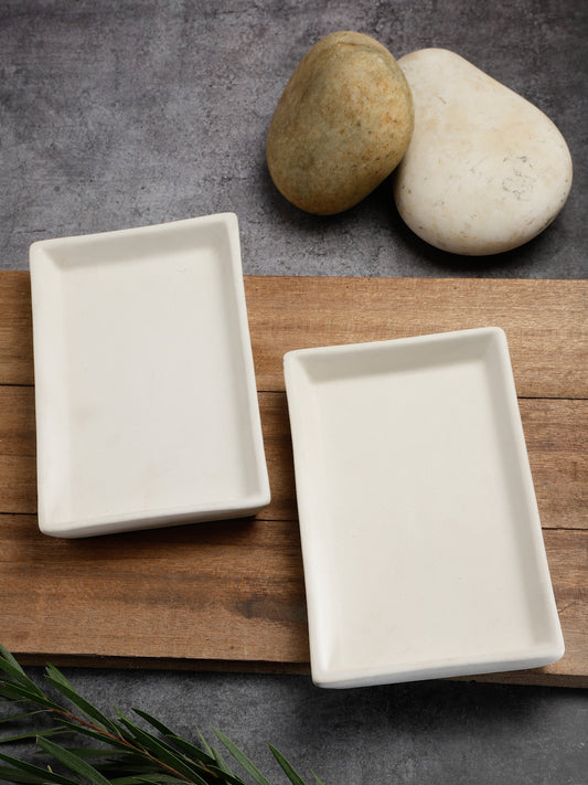 Handcrafted Stoneware Solid Set of 2 Tray
