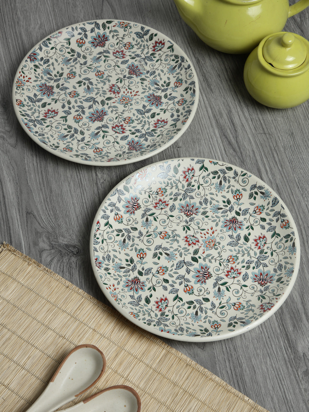 Handcrafted & Hand Printed Stoneware Matte Plates (Set of 2)