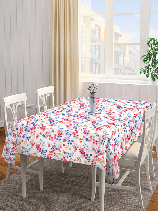 Arrabi Pink Floral Cotton Blend 8 SEATER Table Cover (215 X 150 cm)