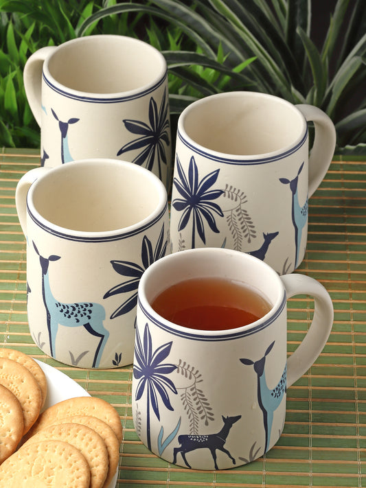 Cartoon Set of 4 Stoneware Mugs (9 X 8 cm)