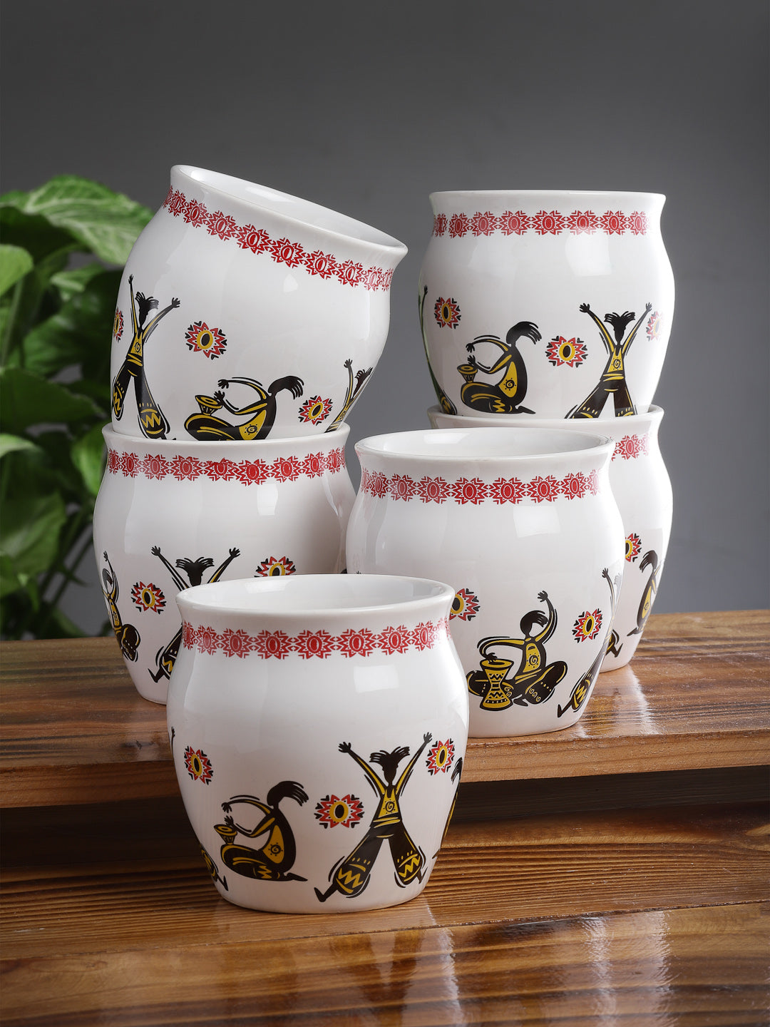 Arrabi Multi Ceramic Indian Kullar set (Set of 6)