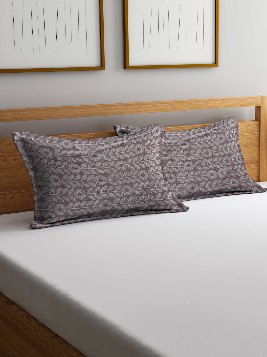 Arrabi Purple Floral Handwoven Cotton Set of 2 Pillow Covers (70 x 45 cm)