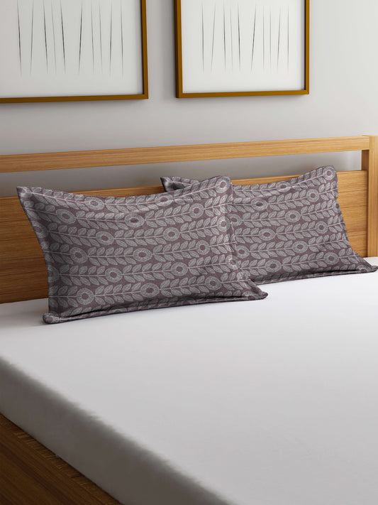 Arrabi Purple Floral Handwoven Cotton Set of 2 Pillow Covers (70 x 45 cm)
