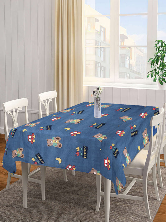 Arrabi Blue Cartoon Cotton Blend 6 SEATER Table Cover (180 X 130 cm)