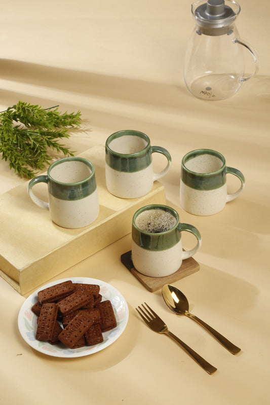 Printed Set of 4 Ceramic Glazed Lava Mugs