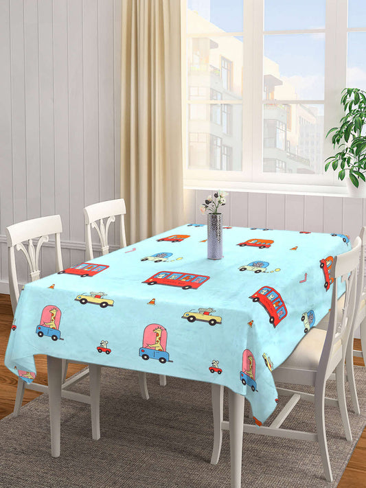Arrabi Blue Cartoon Cotton Blend 8 SEATER Table Cover (215 X 150 cm)