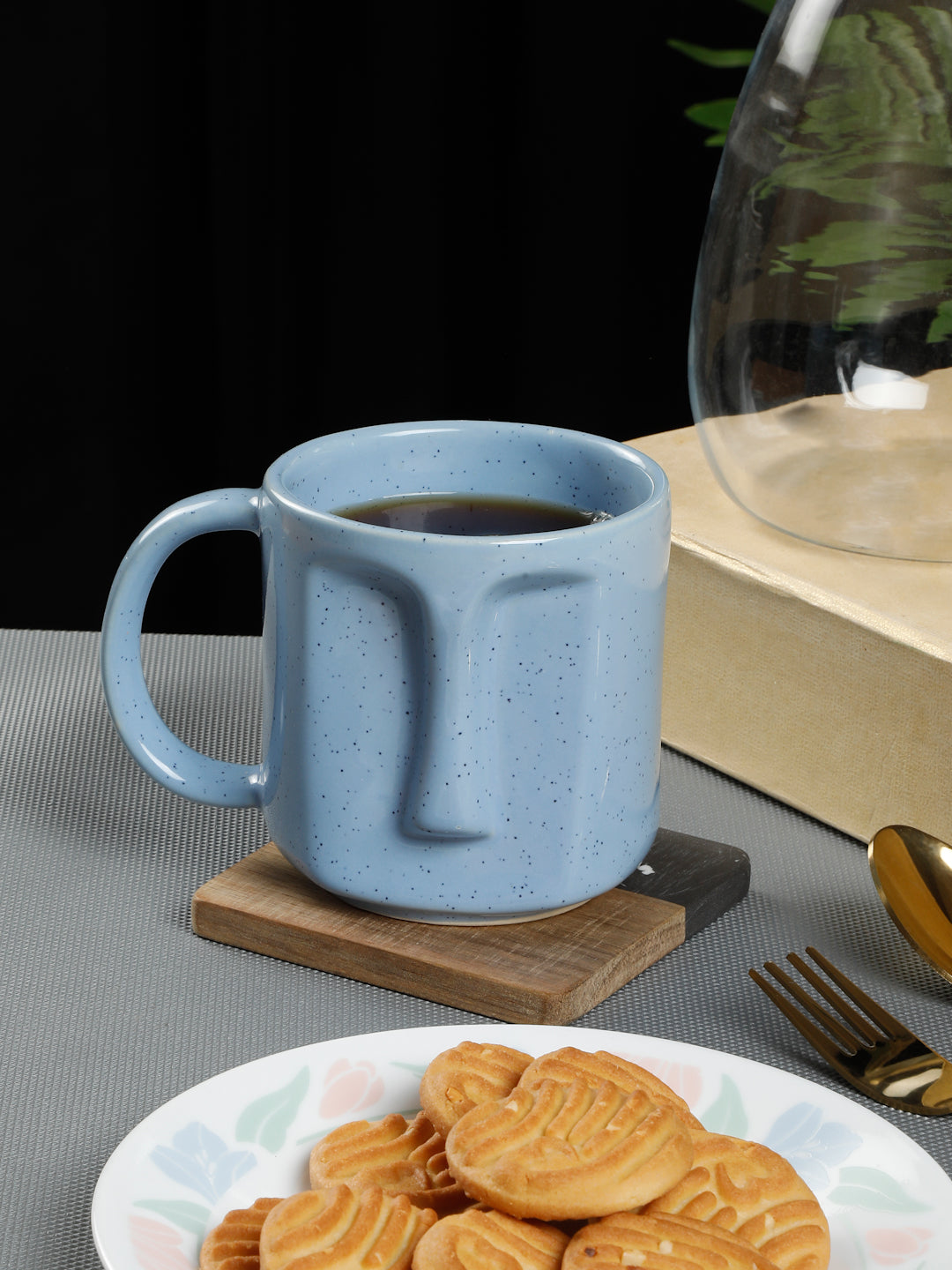 Solid Stoneware Glazed Face Mugs