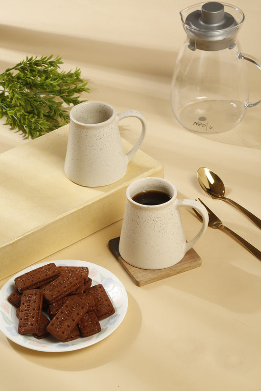 Textured Set of 2 Ceramic Glazed Cone Mugs