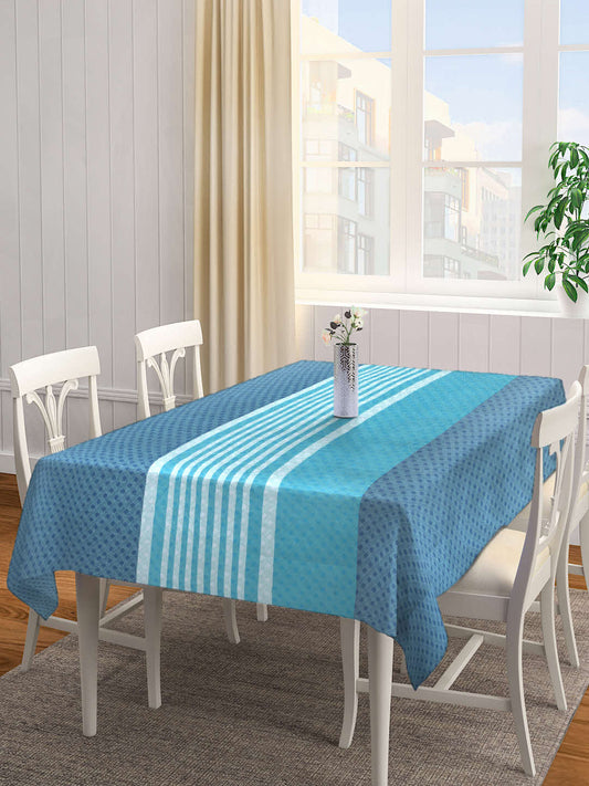 Arrabi Blue Striped 100% Handwoven Cotton 8 SEATER Table Cover (220 x 150 cm)