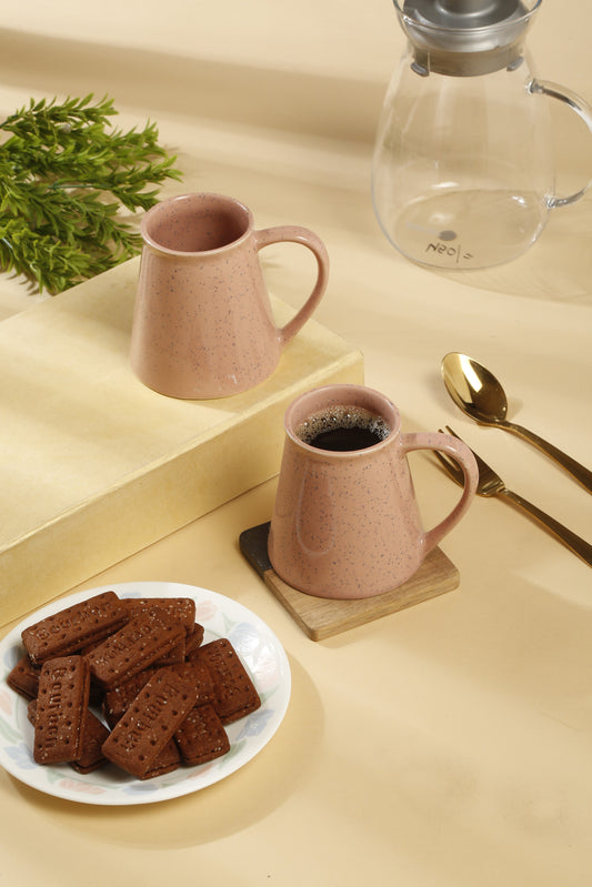 Textured Set of 2 Ceramic Glazed Cone Mugs