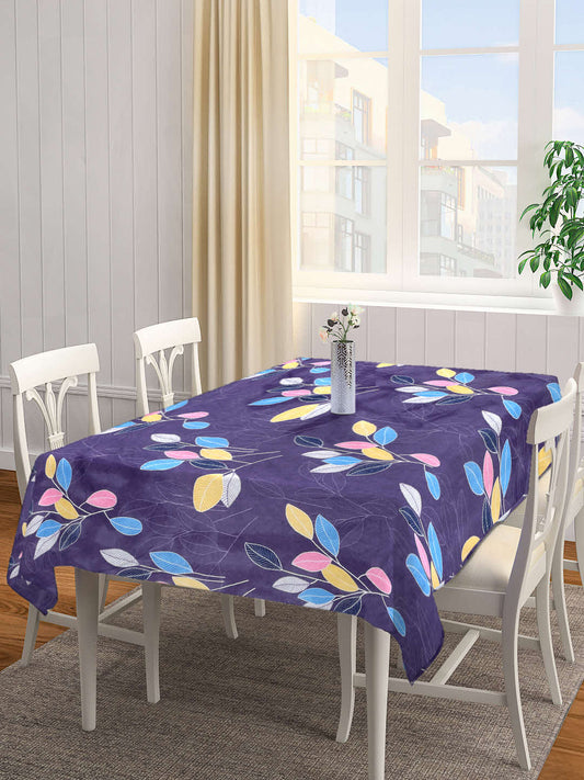 Arrabi Grey Leaf Cotton Blend 6 SEATER Table Cover (180 X 130 cm)