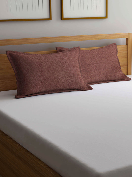 Arrabi Brown Solid Handwoven Cotton Set of 2 Pillow Covers (70 x 45 cm)