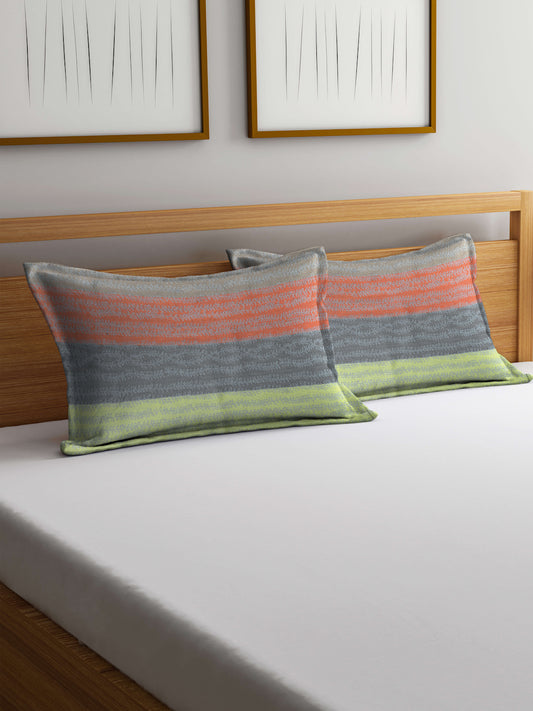 Arrabi Multi Leaf Handwoven Cotton Set of 2 Pillow Covers (70 x 45 cm)