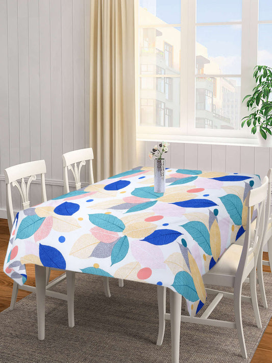 Arrabi Pink Leaf Cotton Blend 6 SEATER Table Cover (180 X 130 cm)