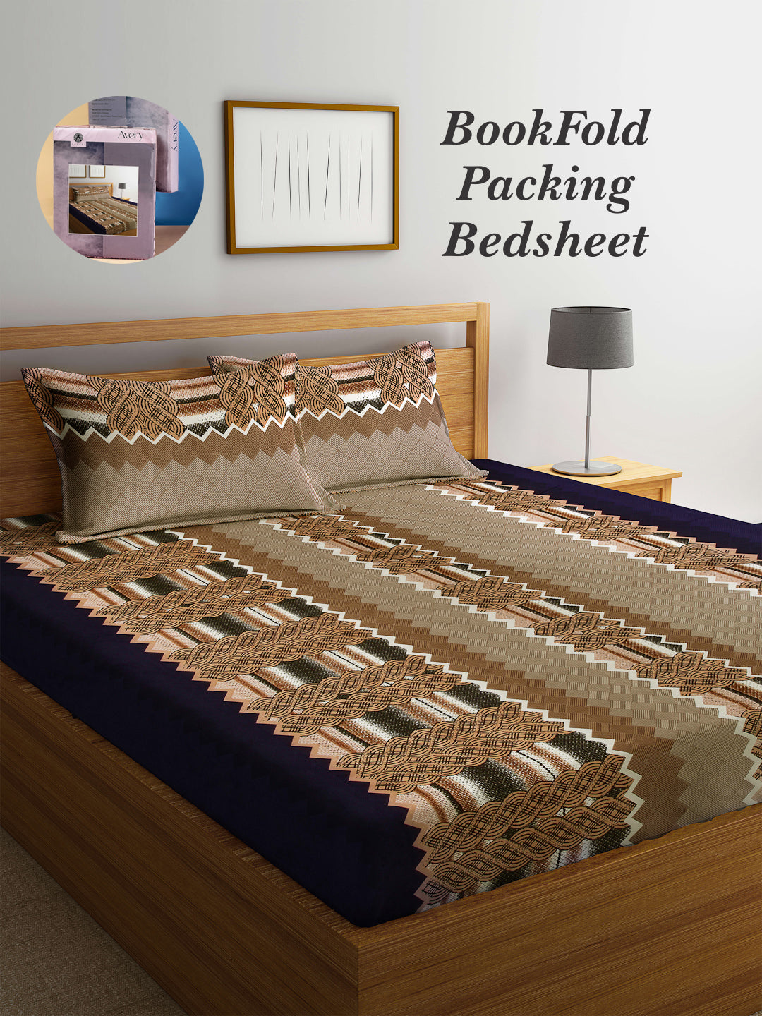 Arrabi Multi Indian TC Cotton Blend King Size Bookfold Bedsheet with 2 Pillow Covers (250 X 220 cm)