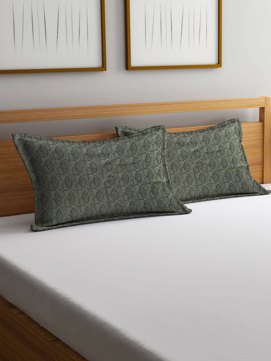 Arrabi Grey Geometric Handwoven Cotton Set of 2 Pillow Covers (70 x 45 cm)
