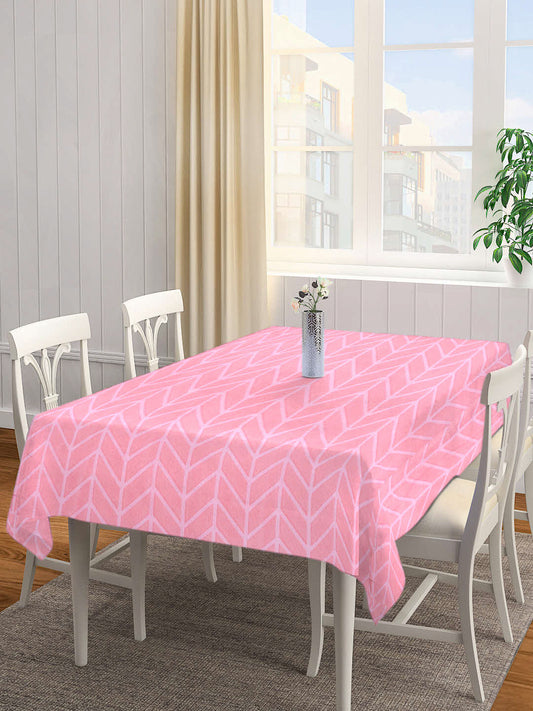 Arrabi Pink Stripes Cotton Blend 8 SEATER Table Cover (225 X 150 cm)