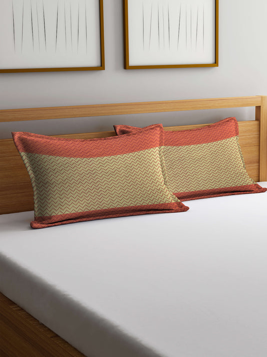 Arrabi Red Geometric Handwoven Cotton Set of 2 Pillow Covers (70 x 45 cm)