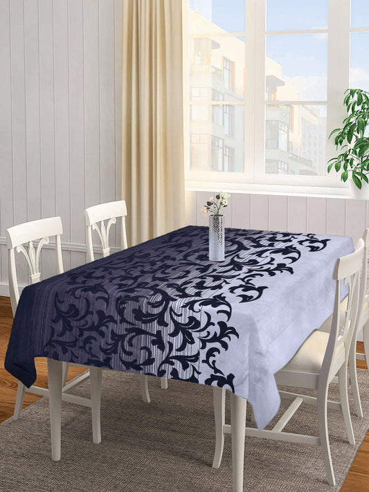 Arrabi Black Floral Cotton Blend 8 SEATER Table Cover (215 X 150 cm)