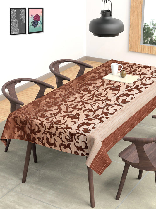 Arrabi Brown Leaf Cotton Blend 8 SEATER Table Cover (215 x 150 cm)