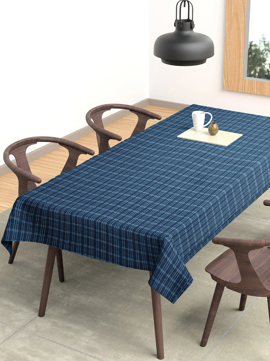 Arrabi Blue Striped 100% Handwoven Cotton 8 SEATER Table Cover (225 x 150 cm)