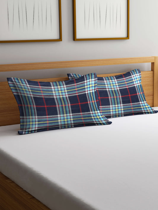 Arrabi Blue Striped Handwoven Cotton Set of 2 Pillow Covers (70 x 45 cm)