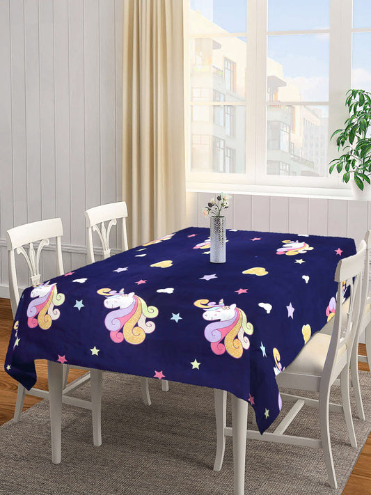 Arrabi Blue Cartoon Cotton Blend 8 SEATER Table Cover (215 X 150 cm)