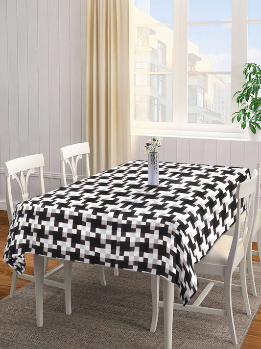 Arrabi Black Goemetric Cotton Blend 6 SEATER Table Cover (180 x 130 cm)