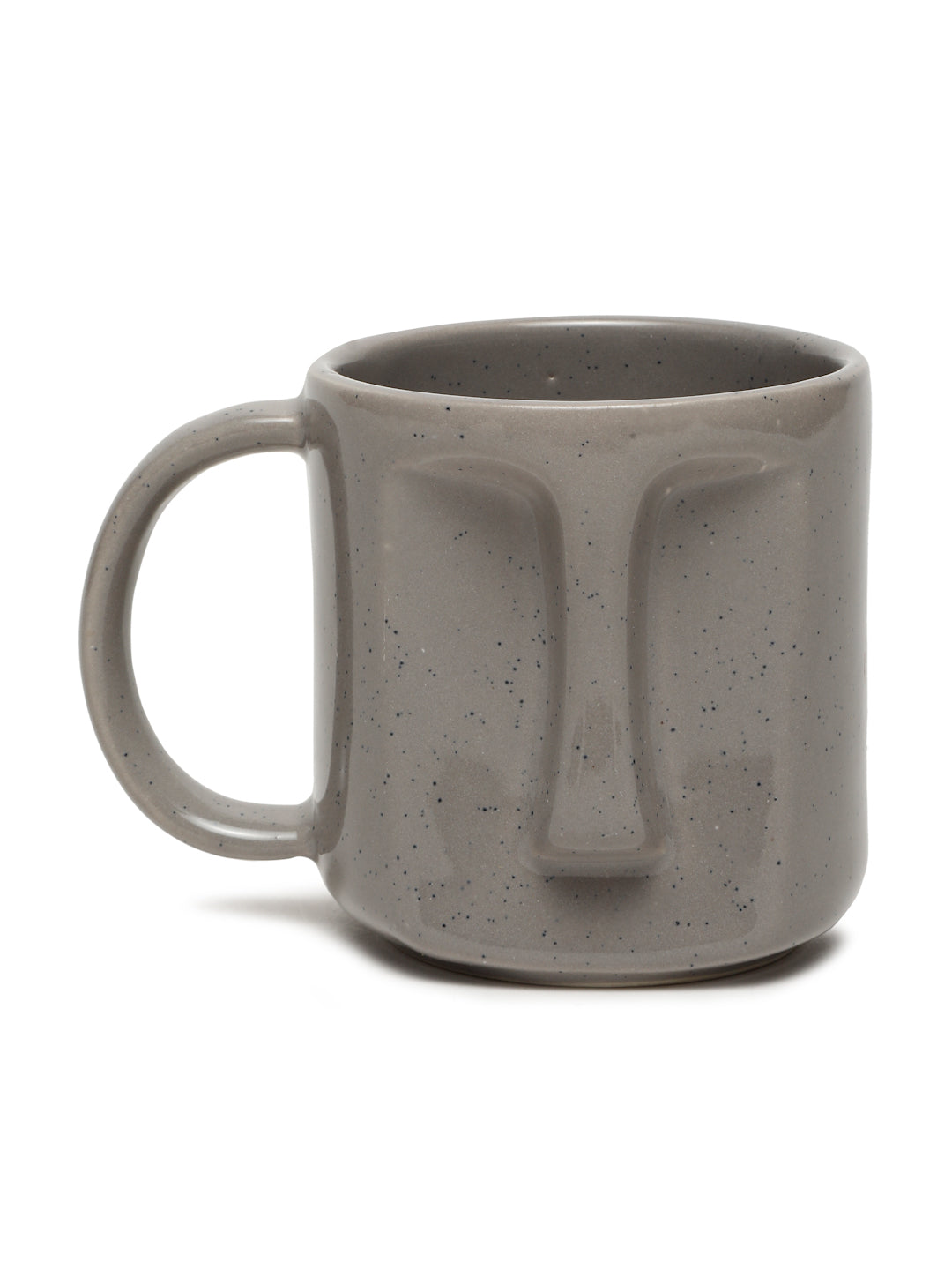Solid Set of 2 Stoneware Glazed Face Mugs