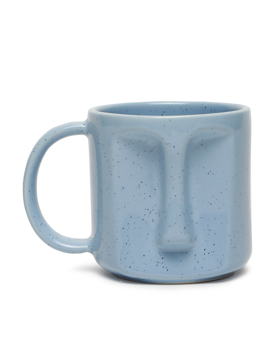 Solid Set of 2 Stoneware Glazed Face Mugs