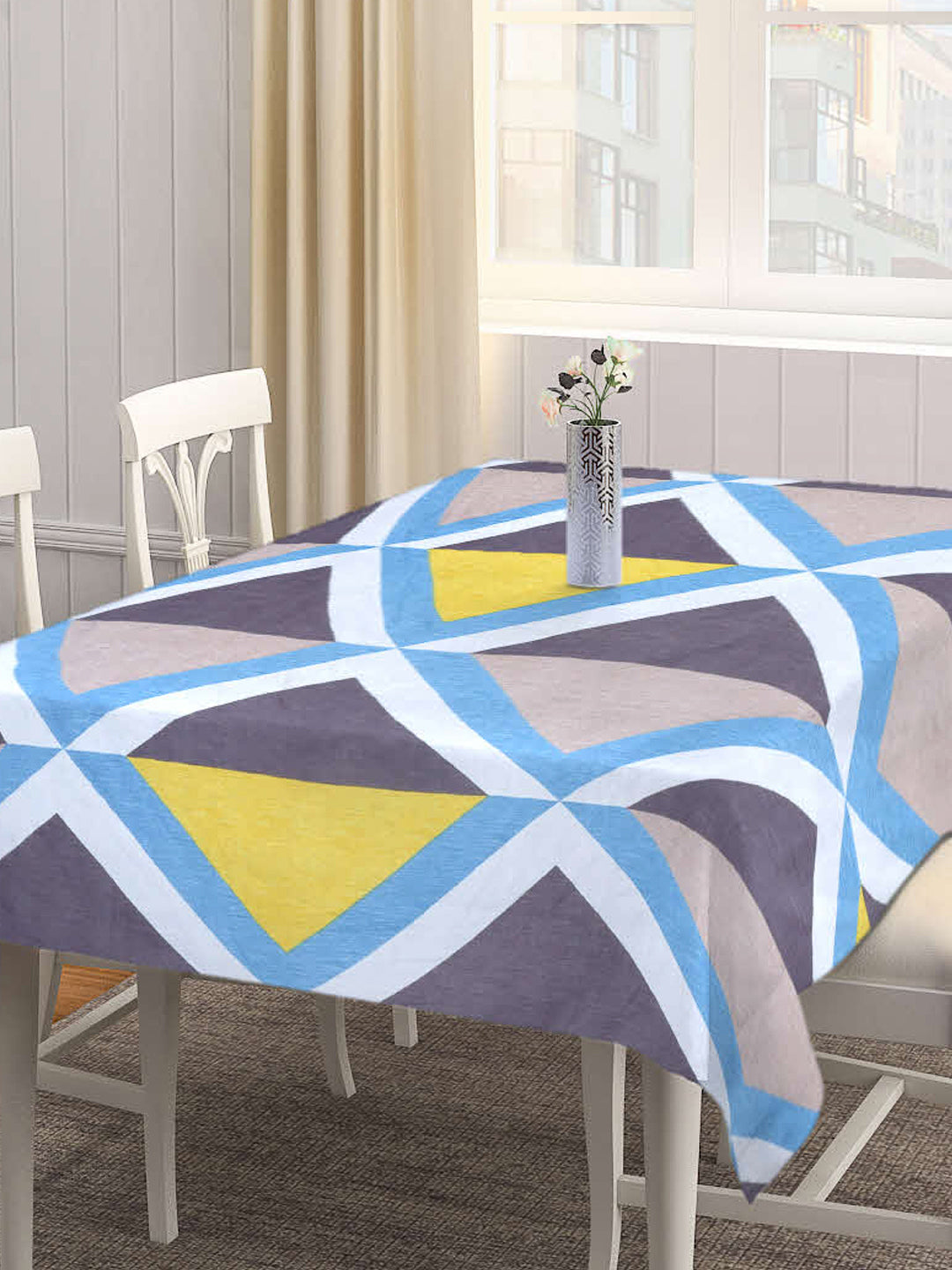 Arrabi Multi Geometric Cotton Blend 8 SEATER Table Cover (215 X 150 cm)