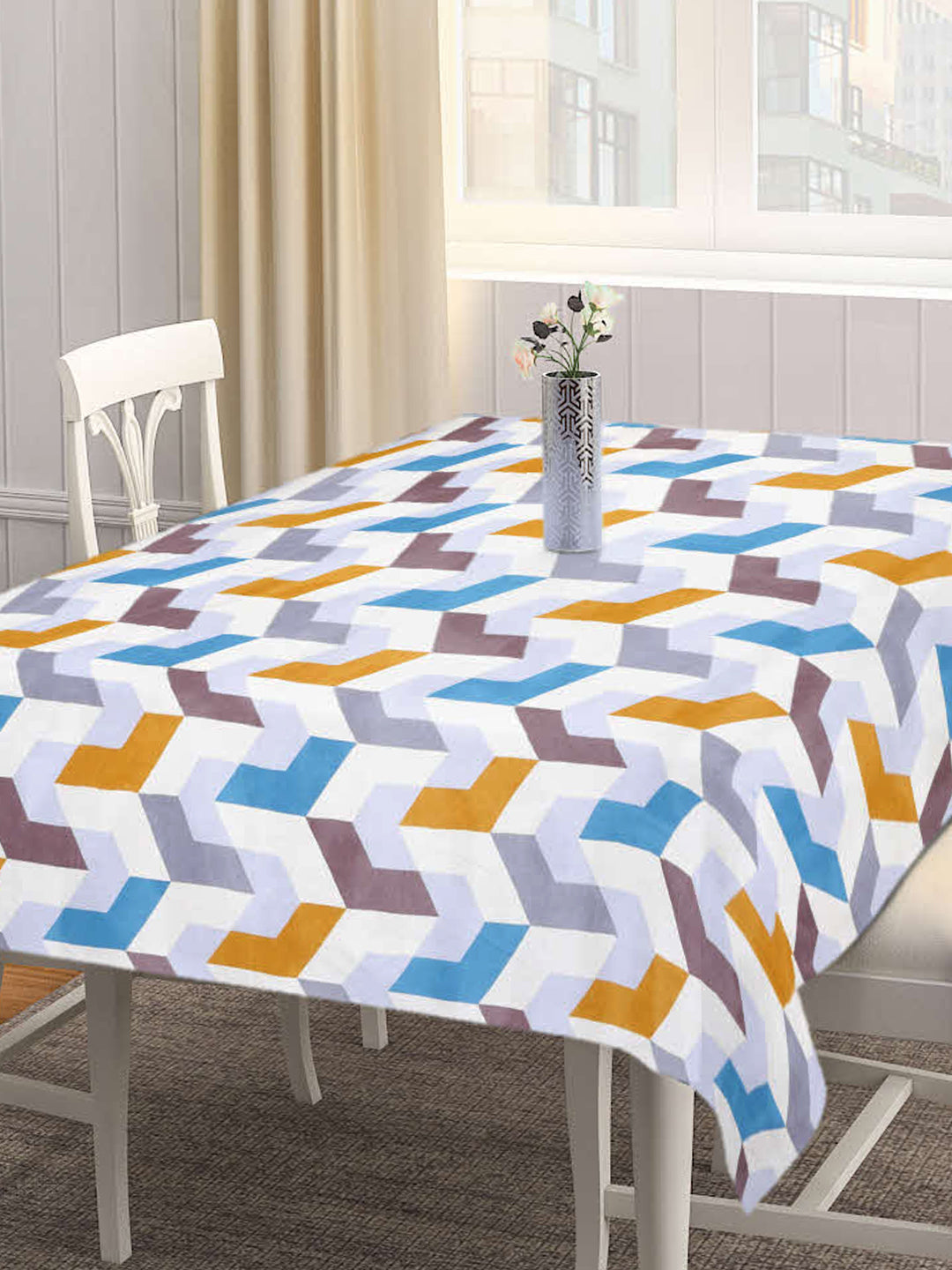 Arrabi Multi Graphic Cotton Blend 6 SEATER Table Cover (180 X 130 cm)