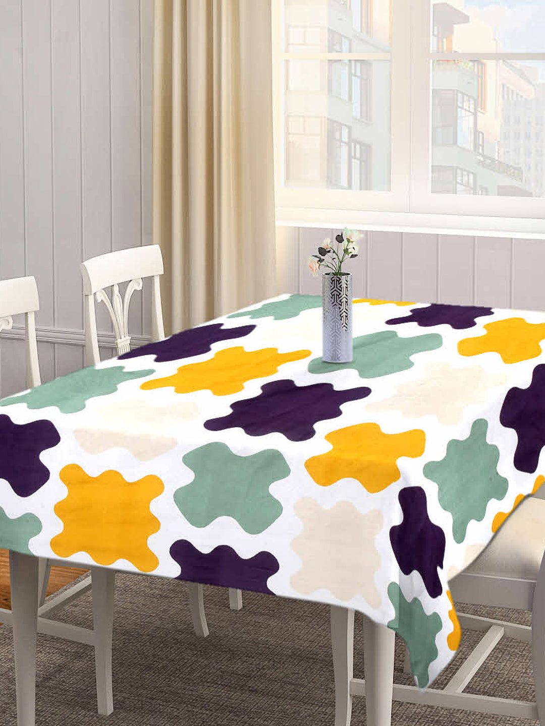 Arrabi Multi Geometric Cotton Blend 8 SEATER Table Cover (215 X 150 cm)
