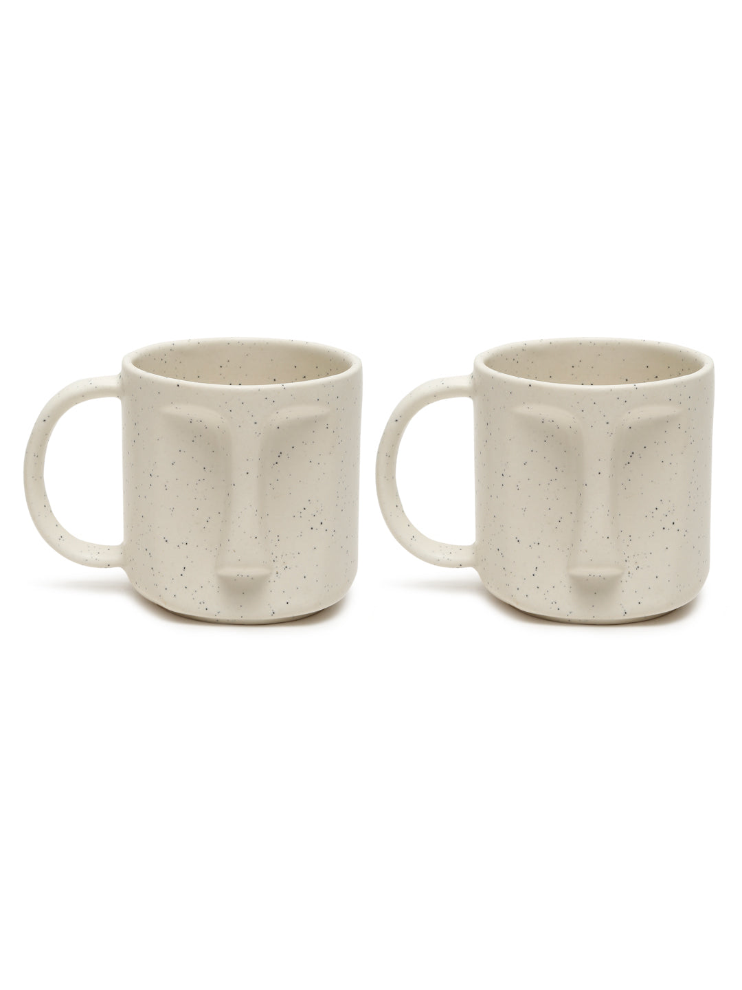 Solid Set of 2 Stoneware Matte Face Mugs