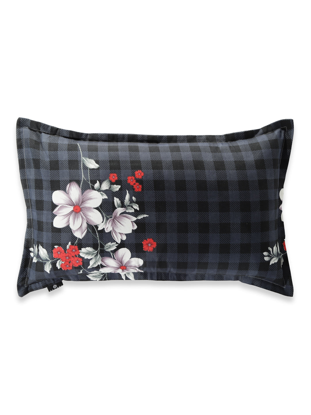 Arrabi Black Floral TC Cotton Blend Set of 2 Pillow Covers (70 x 45 cm)