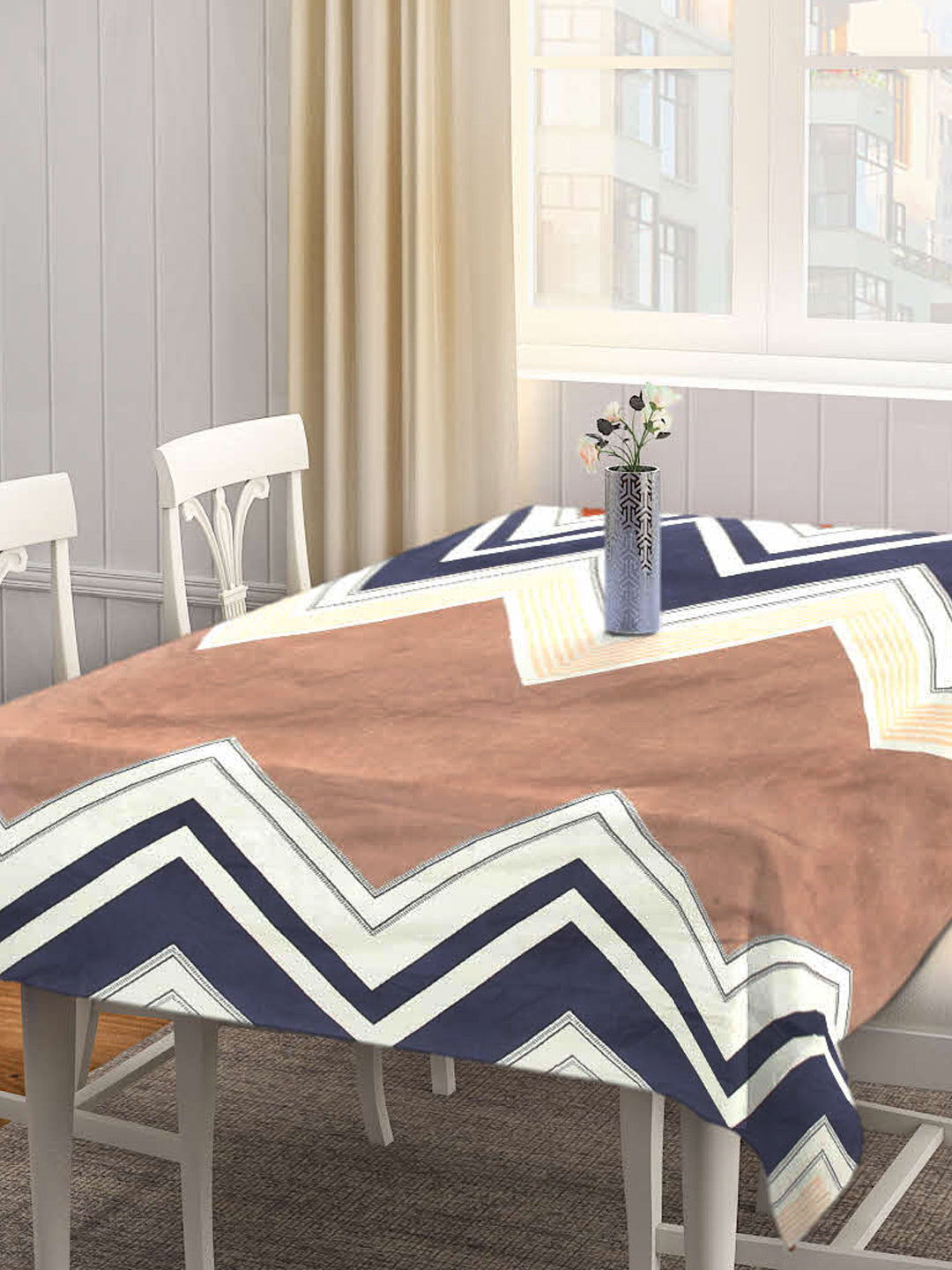 Arrabi Multi Geometric Cotton Blend 8 SEATER Table Cover (215 X 150 cm)