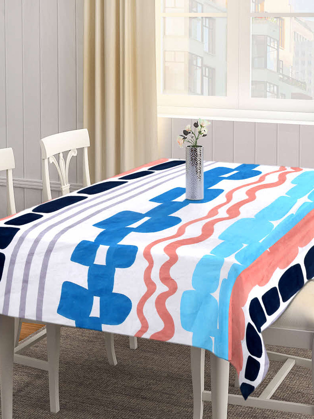 Arrabi Multi Geometric Cotton Blend 8 SEATER Table Cover (215 X 150 cm)