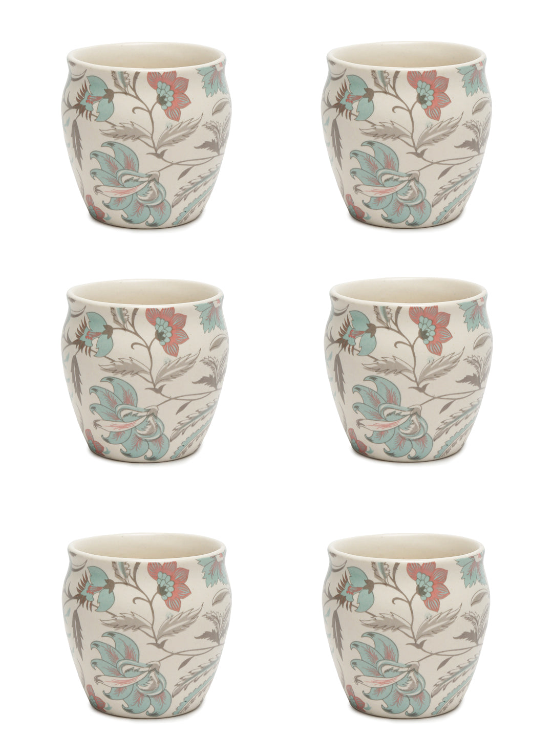Arrabi Multi Stoneware Leaf Kullar set (Set of 6)