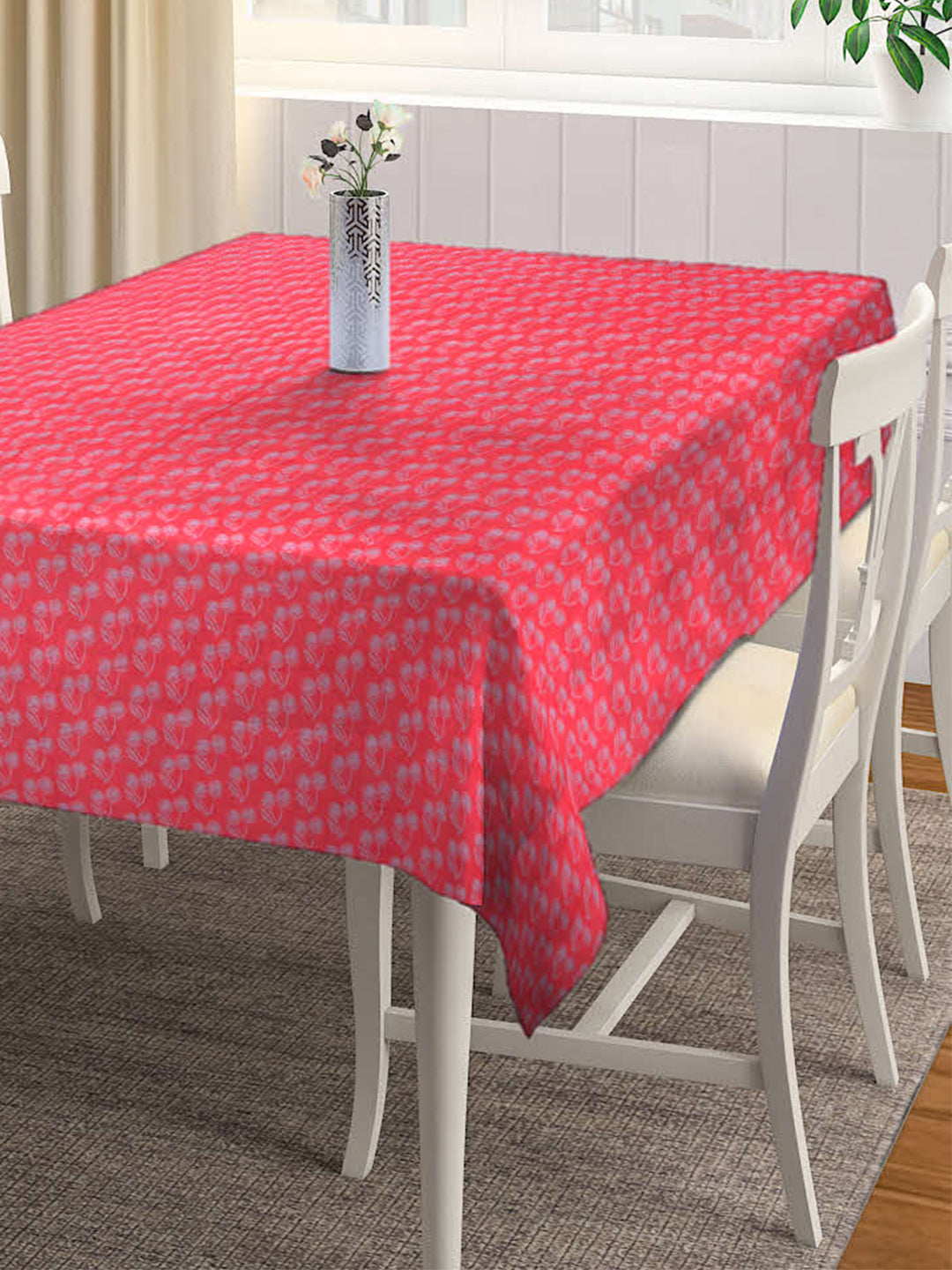 Arrabi Red Leaf 100% Handwoven Cotton 8 SEATER Table Cover (220 x 150 cm)