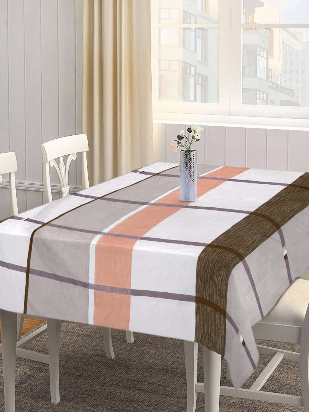 Arrabi Multi Checks Cotton Blend 8 SEATER Table Cover (225 X 150 cm)