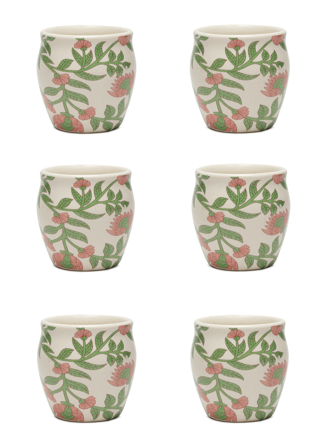 Arrabi Multi Stoneware Floral Kullar set (Set of 6)