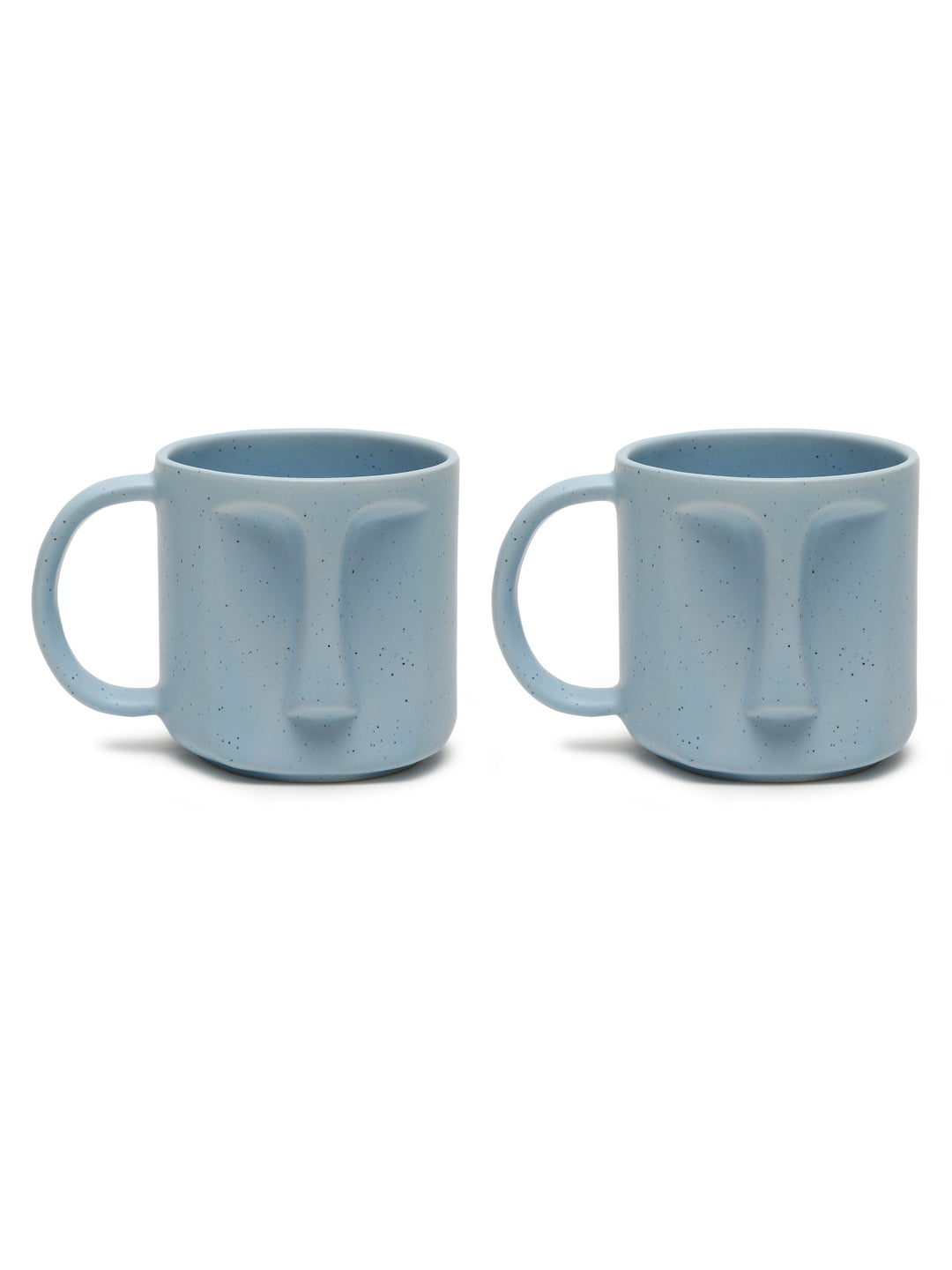 Solid Set of 2 Stoneware Matte Face Mugs