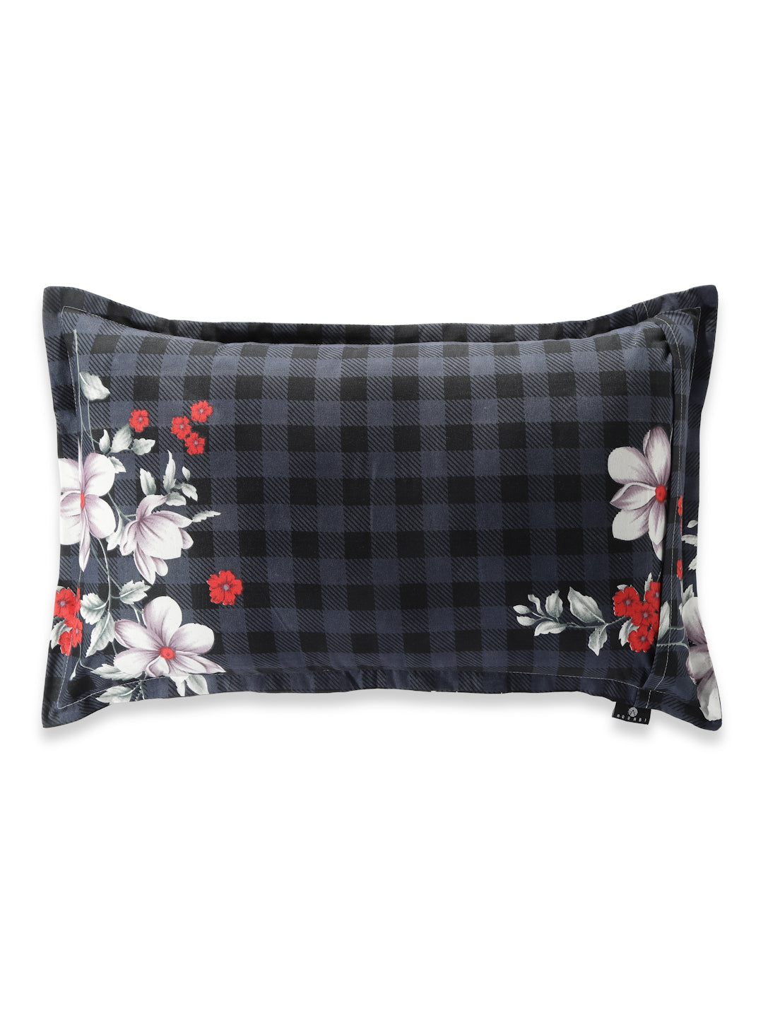 Arrabi Black Floral TC Cotton Blend Set of 2 Pillow Covers (70 x 45 cm)