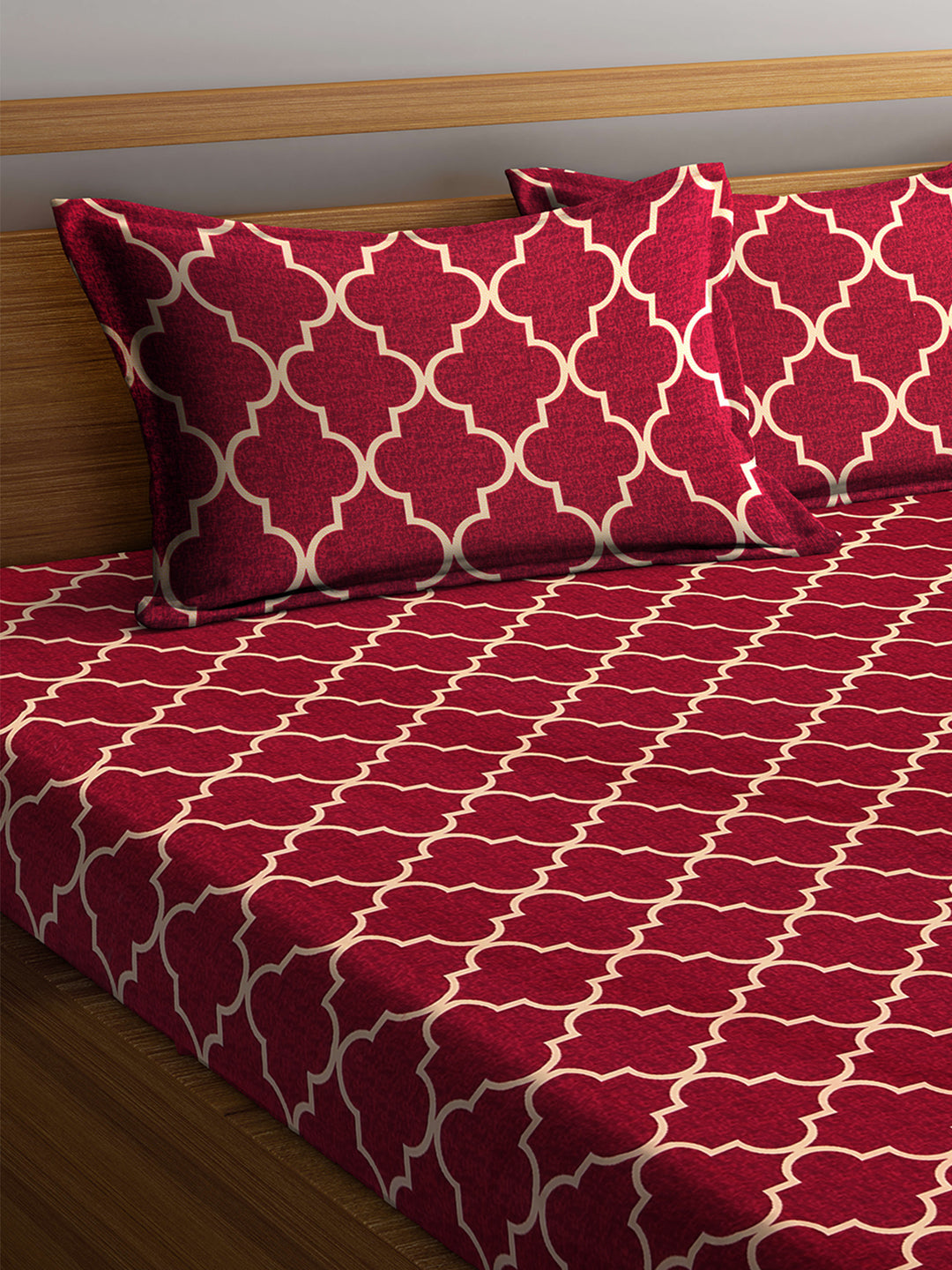 Arrabi Brown Indian TC Cotton Blend King Size Bookfold Bedsheet with 2 Pillow Covers (250 X 220 cm)