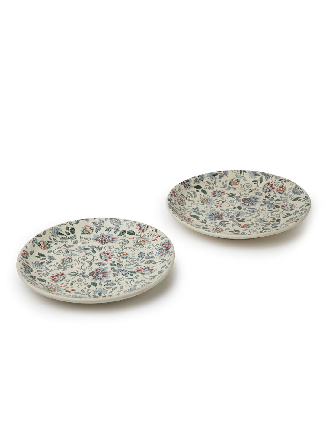 Handcrafted & Hand Printed Stoneware Matte Plates (Set of 2)