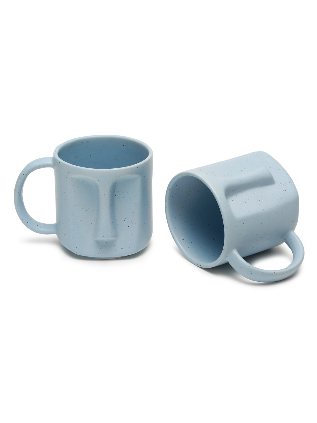 Solid Set of 2 Stoneware Matte Face Mugs