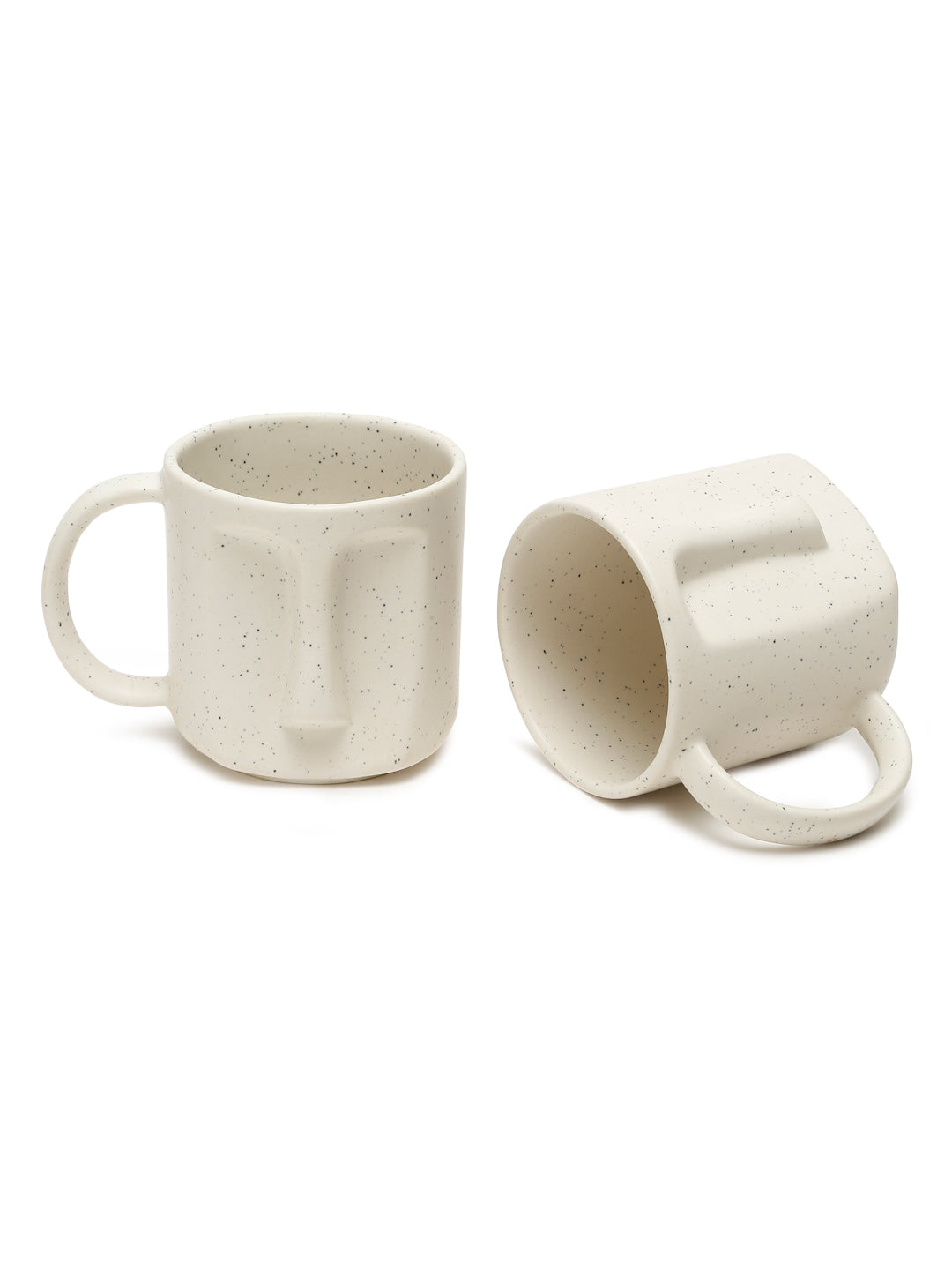 Solid Set of 2 Stoneware Matte Face Mugs